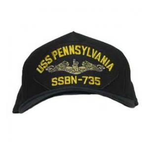 USS Pennsylvania SSBN-735 Cap with Silver Emblem (Dark Navy) (Direct Embroidered)