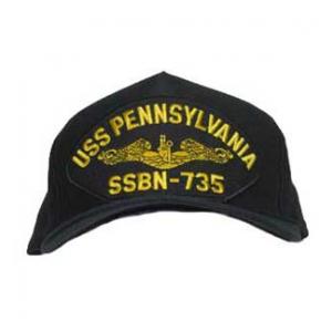 USS Pennsylvania SSBN-735 Cap with Gold Emblem (Dark Navy) (Direct Embroidered)