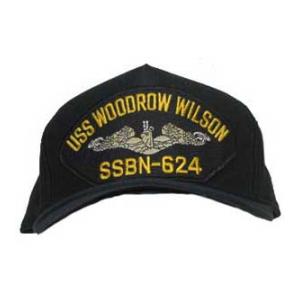 USS Woodrow Wilson SSBN-624 Cap with Silver Emblem (Dark Navy) (Direct Embroidered)
