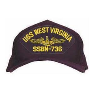 USS West Virginia SSBN-736 Cap with Gold Emblem (Dark navy) (Direct Embroidered)