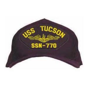 USS Tucson SSN-770 Cap with Gold Emblem (Dark Navy) (Direct Embroidered)