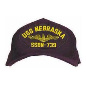 USS Nebraska SSBN-739 Cap with Gold Emblem (Dark Navy) (Direct Embroidered)