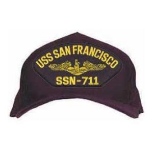 USS San Francisco SSN-711 Cap with Gold Emblem (Dark Navy) (Direct Embroidered)