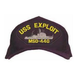 USS Exploit MSO-440 Cap with Emblem (Dark Navy) (Direct Embroidered)