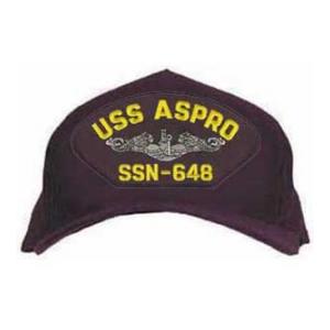 USS Aspro SSN-648 Cap with Silver Emblem (Dark Navy) (Direct Embroidered)