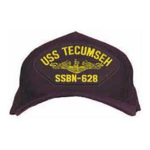 USS Tecumseh SSBN-628 Cap with Gold Emblem (Dark Navy) (Direct Embroidered)