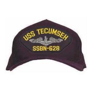 USS Tecumseh SSBN-628 Cap with Silver Emblem (Dark Navy) (Direct Embroidered)