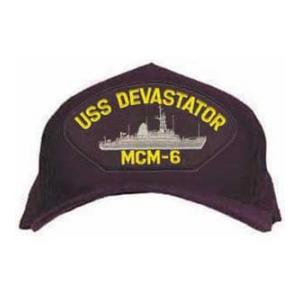 USS Devastator MCM-6 Cap with Emblem (Dark Navy) (Direct Embroidered)