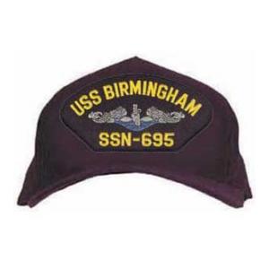 USS Birmingham SSN-695 Cap with Silver and Blue Emblem (Direct Embroidered)