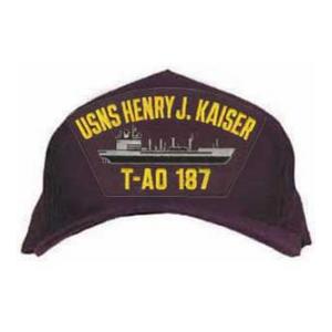 USNS Henry J. Kaiser T-AO 187 Cap with Boat (Dark Navy) (Direct Embroidered)