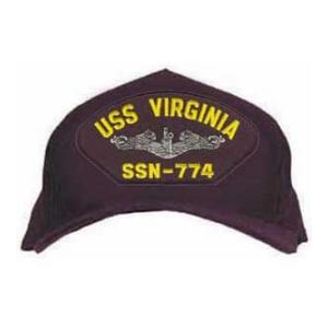 USS Virginia SSN-774 Cap with SIlver Emblem (Dark Navy) (Direct Embroidered)