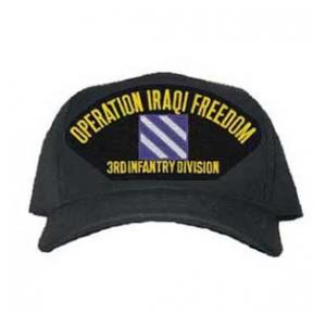 Operation Iraqi Freedom 3rd Infantry Division Cap with Emblem (Black) (Direct Embroidered)