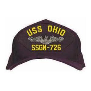 USS Ohio SSGN-726 Cap with Silver Emblem (Dark Navy) (Direct Embroidered)