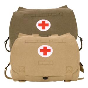Retro Hungarian Shoulder Bag with Red Cross Imprint
