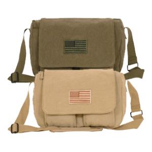 Retro Departure Shoulder Bag with American Flag Patch