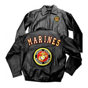 USMC Marines Black Leather Jacket New Logo W/ Insignia