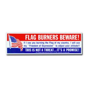 Flag Burners Beware Adjust Your Attitude Bumper Sticker