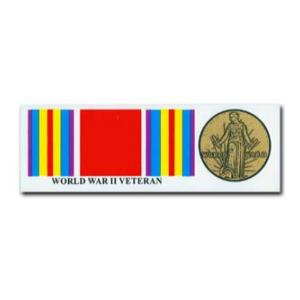 WWII Veteran Ribbon and Medal Bumper Sticker