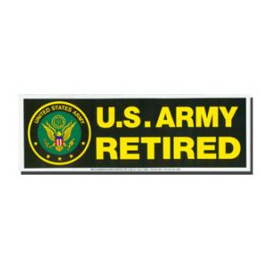 U. S. Army Retired Bumper Sticker Black With Seal