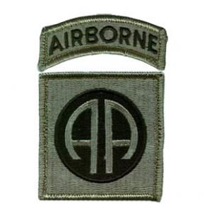 82nd Airborne Division Patch with Tab  Foliage Green (Velcro Backed)