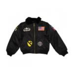 Youth Nylon B-15 Flight Jacket (Black) with Patches