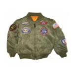 Youth Alpha Nylon MA-1 Flight Jacket (Olive Drab) with Patches