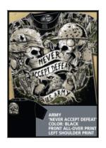 Army 'Never Accept Defeat' All-Over Printed Tee (Black) 7.62 Design