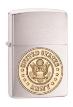 Army Emblem Zippo Lighter (Brushed Chrome)