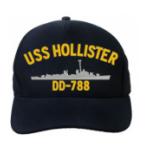 USS Hollister DD-788 Cap (Dark Navy) (Direct Embroidered)