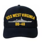 USS West Virginia BB-48 Cap (Dark Navy) (Direct Embroidered)