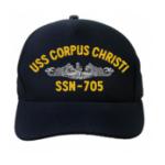 USS City Of Corpus Christi SSN-705 Cap with Silver Emblem (Dark Navy) (Direct Embroidered)