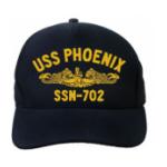 USS Phoenix SSN-702 Cap with Gold Emblem (Direct Embroidered)