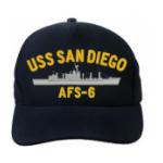 USS San Diego AFS-6 Cap (Dark Navy) (Direct Embroidered)