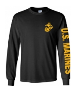 US Marines Long Sleeve Tee Shirt (Black)