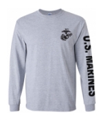 US Marines Long Sleeve Tee Shirt (Sport Grey)