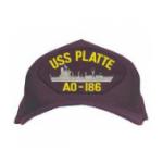 USS Platte AO-186 Cap with Boat (Dark Navy) (Direct Embroidered)