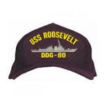 USS Roosevelt DDG-80 Cap (Dark Navy) (Direct Embroidered)
