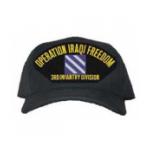 Operation Iraqi Freedom 3rd Infantry Division Cap with Emblem (Black) (Direct Embroidered)