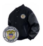 Varsity Legend Jacket (Black) with Navy Logo