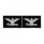 Embroidered Rank Silver on Black Colonel Patch (Pair)