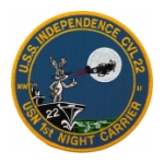 USS Independence CVL-22 (USN 1st Night Carrier) Ship Patch