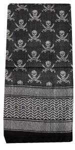 Shemagh Tactical Desert Scarf (Black and White skulls)