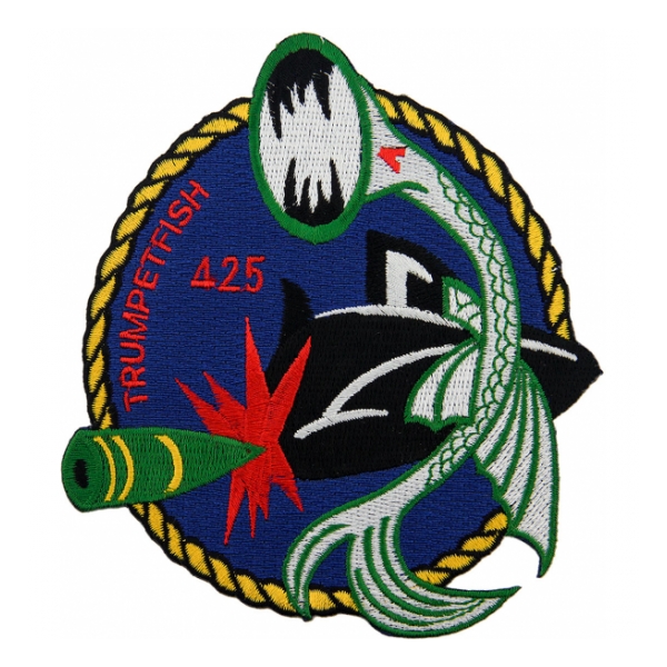 USS Trumpet Fish SS-425A Green Submarine Patch