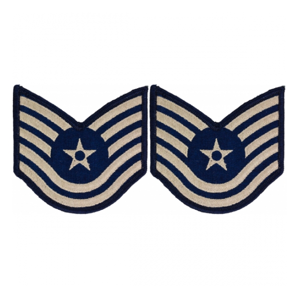 Air Force Technical Sergeant Old Style with Star (Silver On Dark Blue)