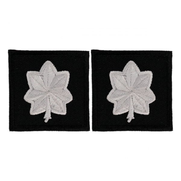 Embroidered Rank Silver on Black Major Patch (Pair)