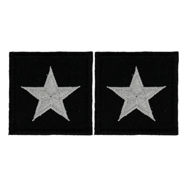 Embroidered Rank Silver on Black Brigadier General Patch (Pair)