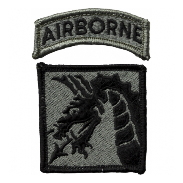 18th Airborne Corps Patch with Tab   Foliage Green (Velcro Backed)