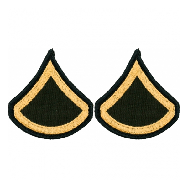 Army Private First Class Chevron (Gold on Green) (Female)