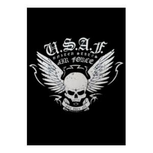 Air Force One Over All T-Shirt (Black) Black Ink Design