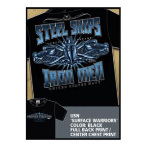 Navy Steel Ships T-shirt (Black) 7.62 Design